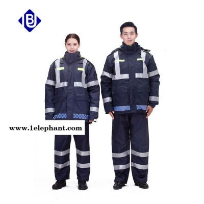 生产供应雨豹牌UB-006新式藏蓝色反光棉衣深黑色安全防护服冬款大衣冲锋衣加厚可拆卸内胆男女通用制式棉雨衣可印字图2