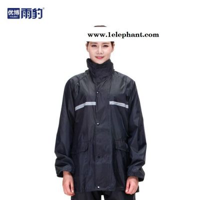 雨豹牌UB-019型号黑色亿美涤纶双层雨衣,安全防水,可隐藏雨帽 松紧防雨袖口 前后设有透气孔,现货供应图4