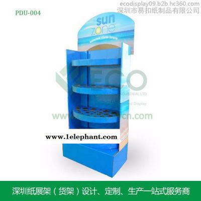 防晒霜纸展架货架厂家 纸货架定做 纸陈列架 化妆品陈列架图2