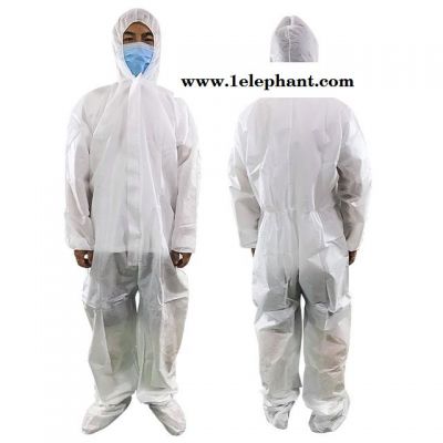 一次性防护服PP无纺布隔离衣防疫透气膜工作服防油加厚连脚连体服图3