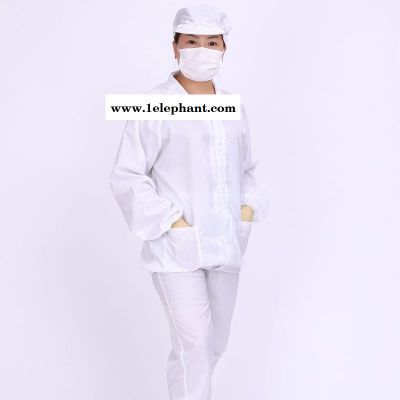 翻领防静电分体服 无尘车间洁净条纹工作服 电子食品厂工作服图5