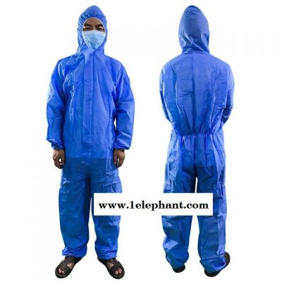 鸣宇一次性防护服无纺布连体服无尘服喷漆防疫洁净养猪蓝色蓝色工作服图3