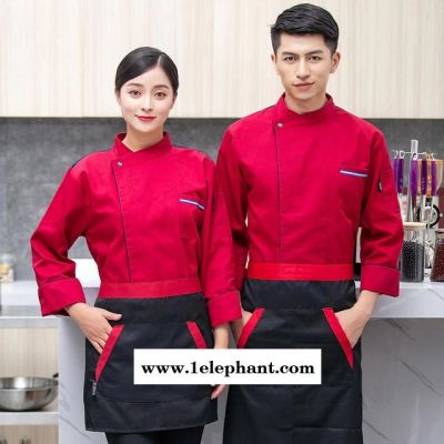 厨师工作服长袖 秋冬装男女酒店餐饮烘培糕点厨房学校衣服厨师服图2