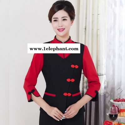酒店工作服秋冬装 女火锅店餐饮服务员服装 饭店茶楼农家乐工装长袖图4