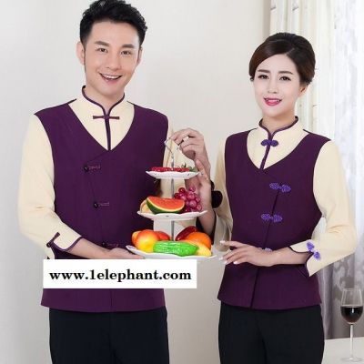酒店工作服秋冬装 女火锅店餐饮服务员服装 饭店茶楼农家乐工装长袖图2