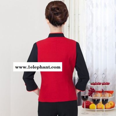 酒店工作服秋冬装 女火锅店餐饮服务员服装 饭店茶楼农家乐工装长袖图5