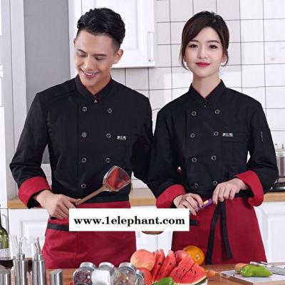 酒店长袖厨师服 饭店厨房白色工作服 烘焙糕点师后厨短袖男女秋冬装图2