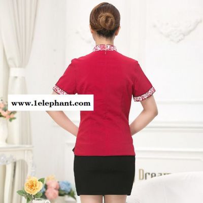 酒店工作服夏装 女茶楼餐厅农家乐服务员短袖 火锅店饭店餐饮短裙图5