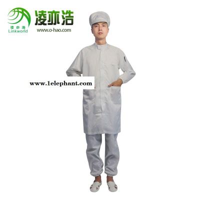深圳盐田凌亦浩厂家防静电无尘洁净条纹大褂服凌亦浩生产厂家专注15年防静电产品款式多样图3