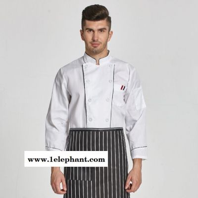 厨师服长袖酒店男后厨服装 餐厅厨房厨师工作服秋冬 制服可绣logo图2