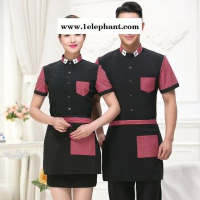 酒店工作服夏装 女饭店服务员工作服短袖 餐厅火锅店餐饮工作制服男图2