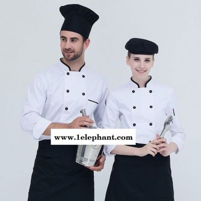 厨师工作服长袖秋冬款男女 西餐厅厨房后厨工服图2