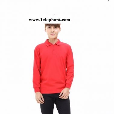 工作服职业装厂服设计高棉朱地CVC长袖翻领T恤定做广告衫工作服Polo衫秋冬刺绣印字logo