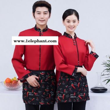 服务员工作服 秋冬装火锅店 农家乐中式工作服 长袖餐厅饭店前厅工装