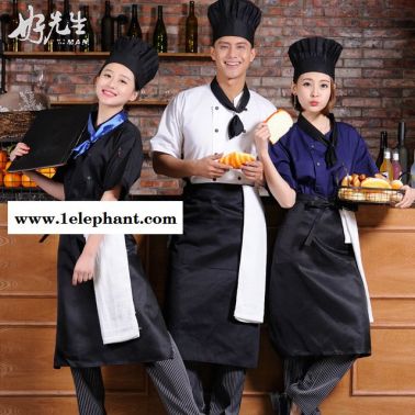 厨师工作服短袖夏季装 后厨酒店餐厅好先生孙红雷同款 男厨师服半袖