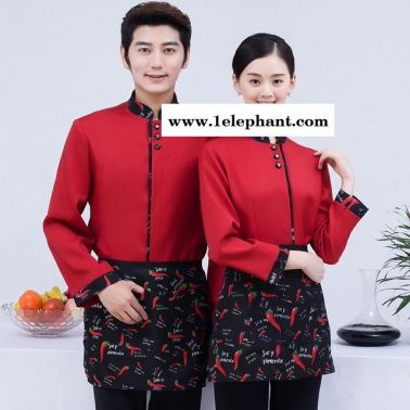 服务员工作服 秋冬装火锅店 农家乐中式工作服 长袖餐厅饭店前厅工装