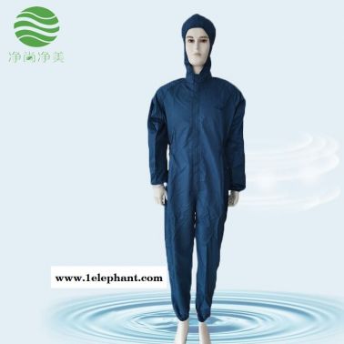 防静电防护服  蓝色网格三连体直拉拉链   防静电无尘服连体   防尘服  净尚净美