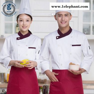酒店厨师服 长袖秋冬装 餐厅厨师制服 饭店厨师工作服厨师长厨衣服装