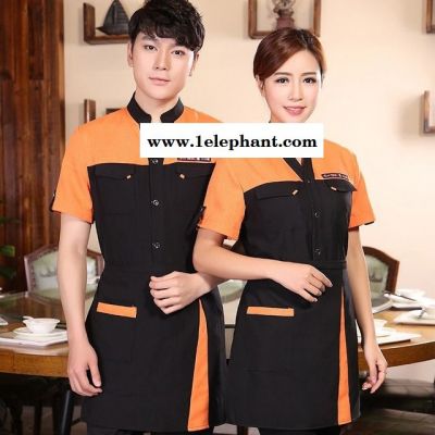 2018新款V领酒店服务员工作服 男女火锅店餐饮快餐店工装 短袖制服图3
