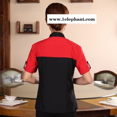 2018新款V领酒店服务员工作服 男女火锅店餐饮快餐店工装 短袖制服图5