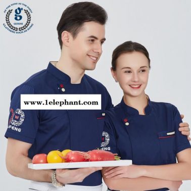 厨师工作服 男短袖 夏季薄款透气餐饮西餐厅衣服 烘培蛋糕店 厨师服女