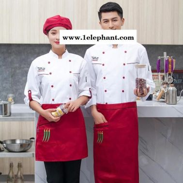 厨师服长袖秋冬装 酒店餐饮蛋糕店食堂后厨房工作服 男女款印LOGO