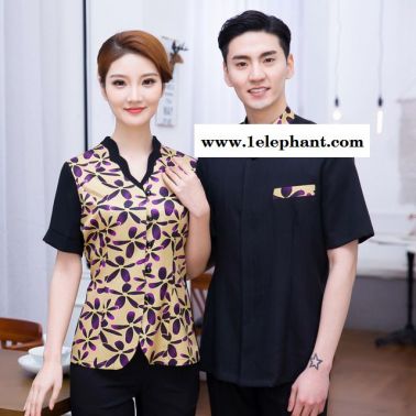 餐饮饭店火锅店服务员工作服 夏男女短袖奶茶蛋糕店咖啡厅制服工衣