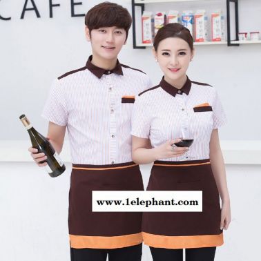 酒店工作服春夏装 餐饮火锅店西餐厅网咖啡厅服务员工作服短袖女