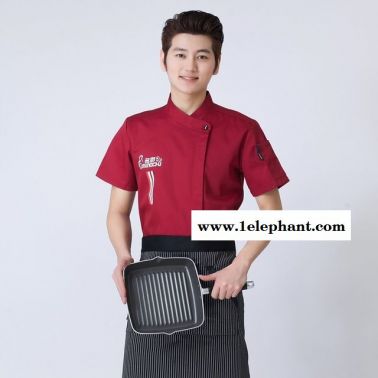 厨师服短袖夏装厨房西餐厅酒店厨师衣服装男女火锅 透气