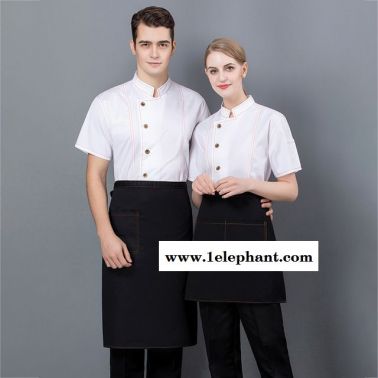 厨师工作服 男短袖超薄 夏季厨房透气时尚女餐饮 后厨饭店厨师服