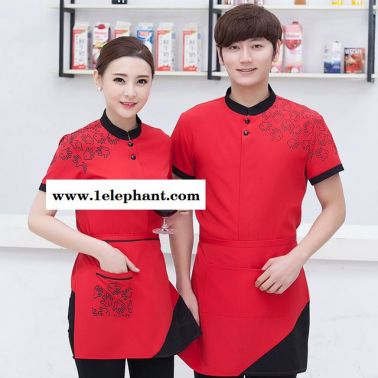 服务员工作服短袖 女餐饮酒饭火锅店中式 西餐厅夏装工作服 网咖制服