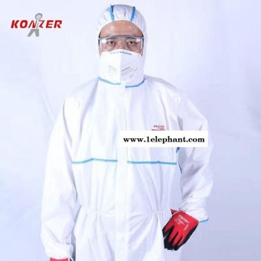 一次性连体无纺布透气防护服隔离防疫服防粉尘细菌防化学实验室KONZER-2000B