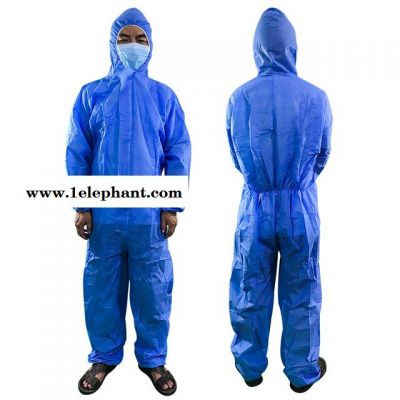 一次性防护服无纺布连体服无尘服喷漆防疫洁净养猪蓝色蓝色工作服图3