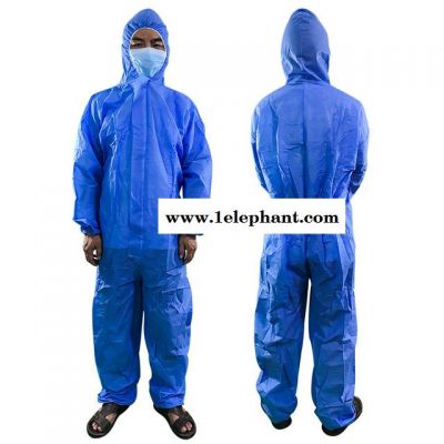 一次性防护服  无纺布连体服  无尘服  喷漆防疫洁净养猪蓝色  蓝色工作服图2