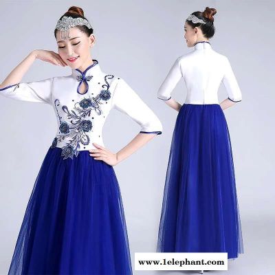演出服女长裙春季优雅合唱服舞台指挥礼服诗朗诵长款服装图2