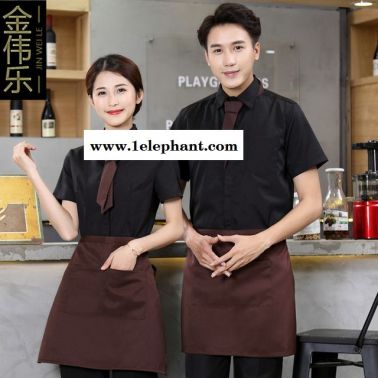火锅店服务员工作服 短袖咖啡餐饮奶茶快餐店酒店餐厅衬衫夏