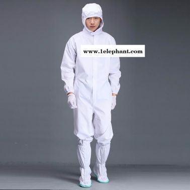 白色连帽防静电服 防静电连体服网格工作服   GMP洁净服 生物制药百给无尘服 药厂防尘服  净尚净美