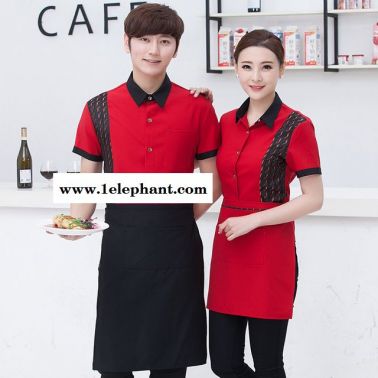 酒店工作服 夏装女餐饮火锅店西餐厅网咖啡厅 服务员工作服半袖