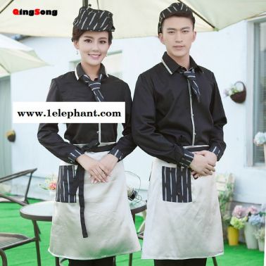 酒店服务员工作服长袖秋冬装 火锅店烧烤店西餐厅咖啡厅饭店制服