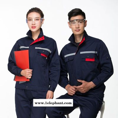 反光条春秋工作服套装男长袖车间厂服建筑工地劳保服工人工装耐磨明线厨师工作服男长袖长袖工作服配送饭店秋冬季厨房保洁图2
