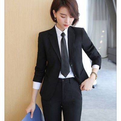 定做春秋修身百职业套装 女式时尚西装销售文员西服套装工装衬衫图3