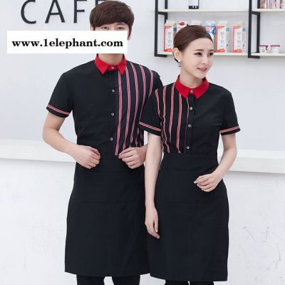 酒店西餐厅咖啡馆工作服 夏装快餐火锅店短袖 网咖酒吧服务员 服装女图2