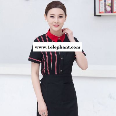 酒店西餐厅咖啡馆工作服 夏装快餐火锅店短袖 网咖酒吧服务员 服装女图3