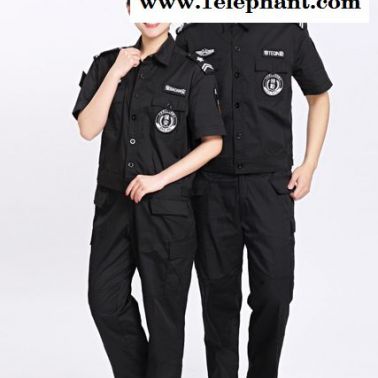 保安服夏装黑短袖衬衫定做郑州安检物业小区门卫执勤保安制服衬衣