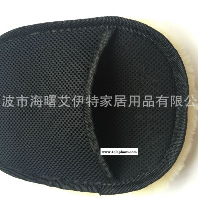 厂家直销 单面1524真羊毛手套 洗车手套 熊掌打沫擦车手套图3