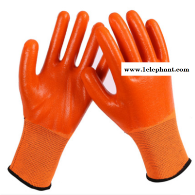 供应浸胶耐磨十三针pvc挂胶手套 牛筋手套 涂胶手套搬运耐磨手套工厂劳防油防水图2