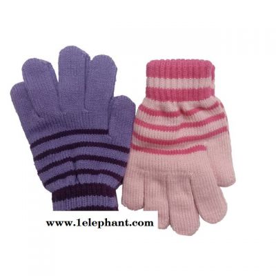 厂家处理 儿童条纹魔术手套  腈纶针织手套 保暖手套 logo可定制图5