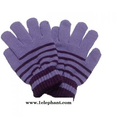 厂家处理 儿童条纹魔术手套  腈纶针织手套 保暖手套 logo可定制图2