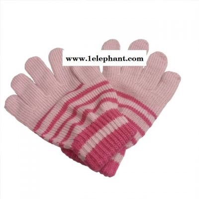厂家处理 儿童条纹魔术手套  腈纶针织手套 保暖手套 logo可定制图3