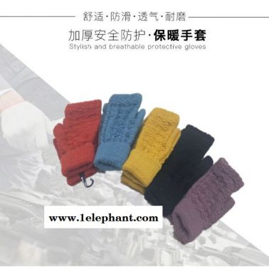 厂家直销手套  秋冬款腈纶保暖手套 批发菠萝纹半指保暖打字手套